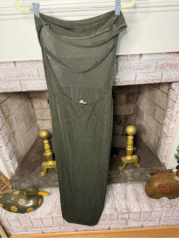 Free People Olive Green Strapless Maxi Gown - Image 2