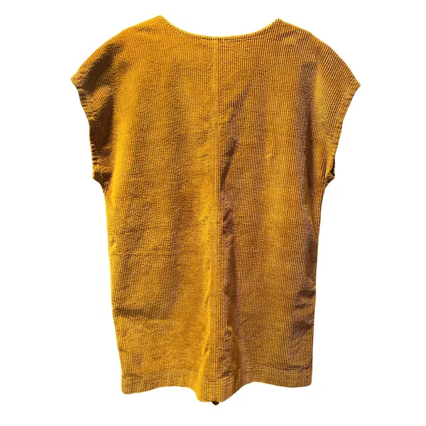Madewell Retro Mustard Gold Corduroy Shift Dress V-Neck Pockets Boho Academia L - Image 3