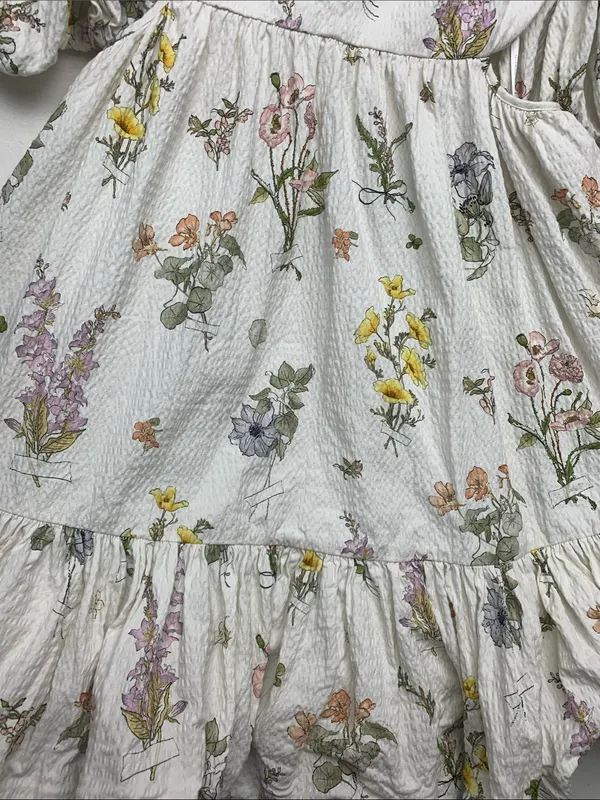 Zimmerman size 3 US size 8/10 White Floral Puff-Sleeve mini dress - Image 4