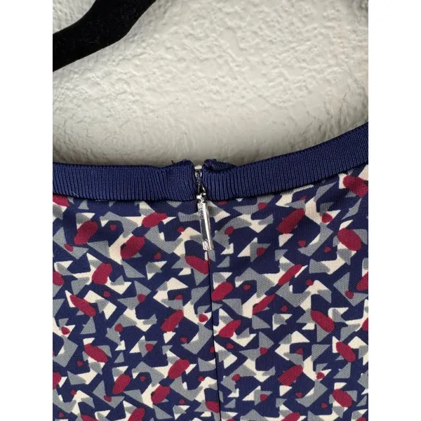 Lauren Ralph Lauren Geometric Print‎ Short Sleeve Zipper Back Blouse Sz LCareer - Image 5