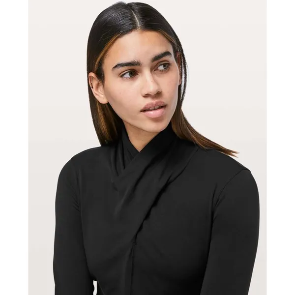 Lululemon Ethereal Long Sleeve Top Black Wrap Turtleneck Lightweight Stretch - Image 8