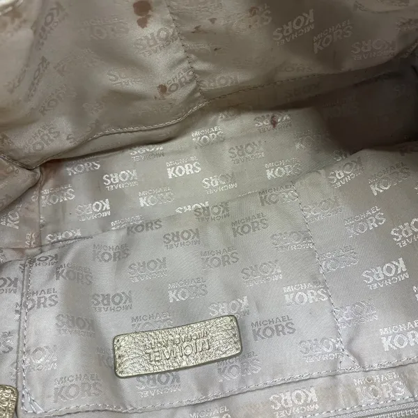 Michael Kors Medium Brown/Gold Fabric Shoulder Bag - Image 9