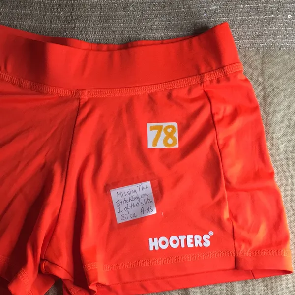 Bin 28 #78 New HOOTERS Girl Uniform Shorts With Missing Stitching Size A-XS - Image 2