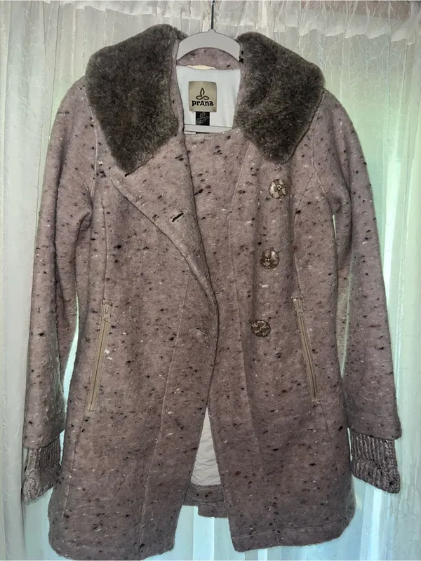 prAna Lisina Wool Blend peacoat in Oatmeal Rose Sz Small - Image 5