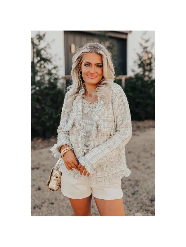 Impressions NWT Women's Prosecco Splash Tweed Boucle Jacket Cream Size M - Image 3