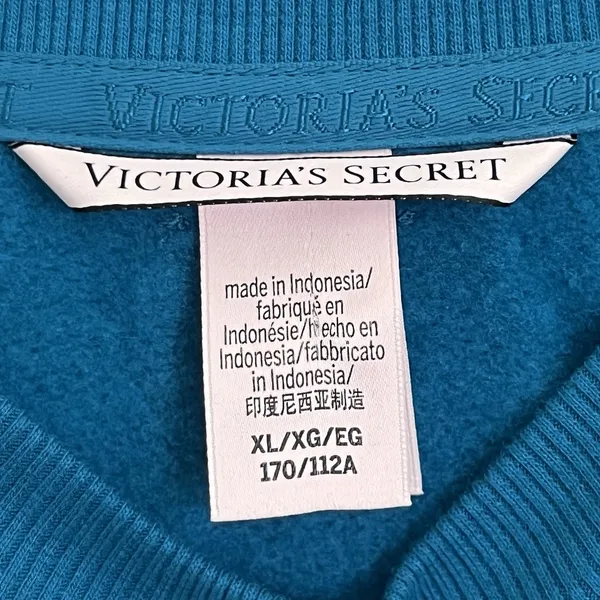 Women's Victoria's Secret Soft Fleece Round Neck‎ Sweatshirt Teal Size XL - Image 3