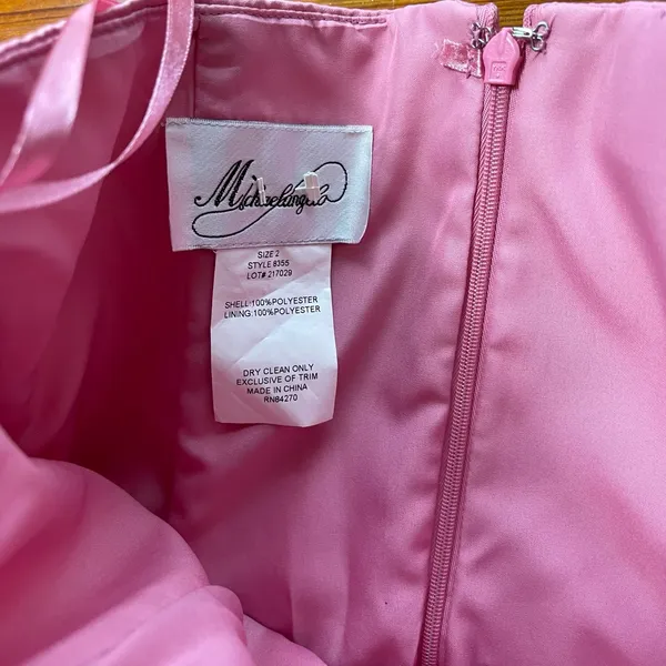 Vintage 90s Michaelangelo Pink Satin Strapless Formal Evening Dress Sz 2 🍄 - Image 7