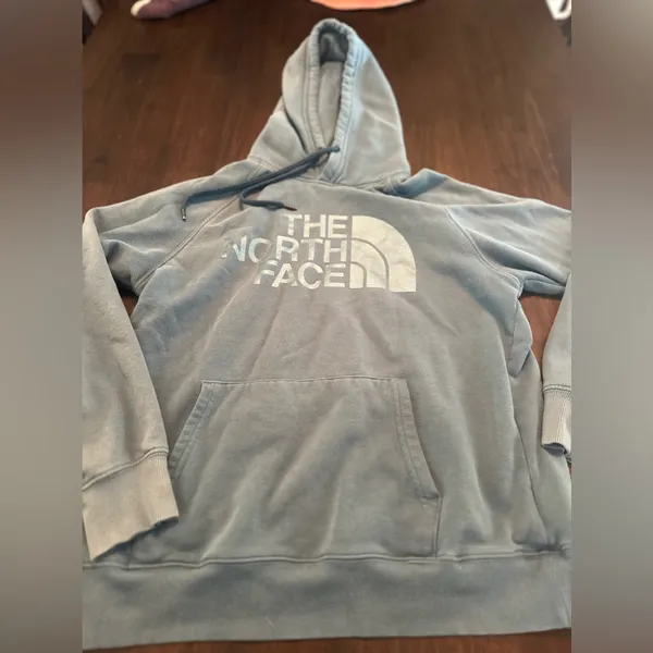 The North Face Sweatshirt Hoodie Women's S Long Sleeve Graphic Logo Pocket Blue - Image 5