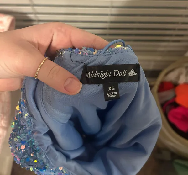 Midnight Doll Blue Mini Sequence Dress - Image 3