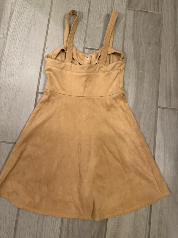 Forever 21 Camel Button-Front Suede Mini Dress - Image 3