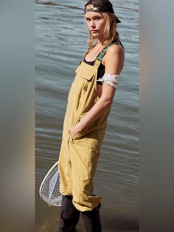 Rare Free People Movement Hit The Hills Harem Overalls Olive Green XS - Image 2