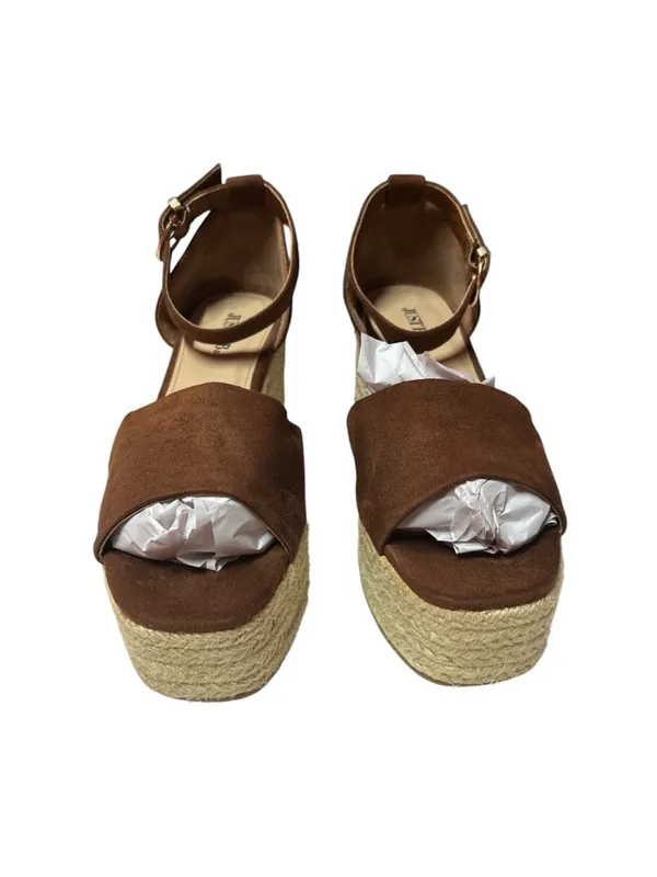 JustFab Weekend Days brown suede espadrille platform wedge sandals. Size 8 - Image 2