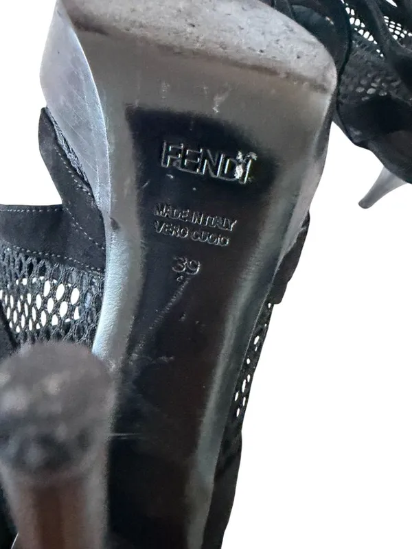 FENDI Black Suede Platform Mesh Heels Size 39 / US 9 - Image 6