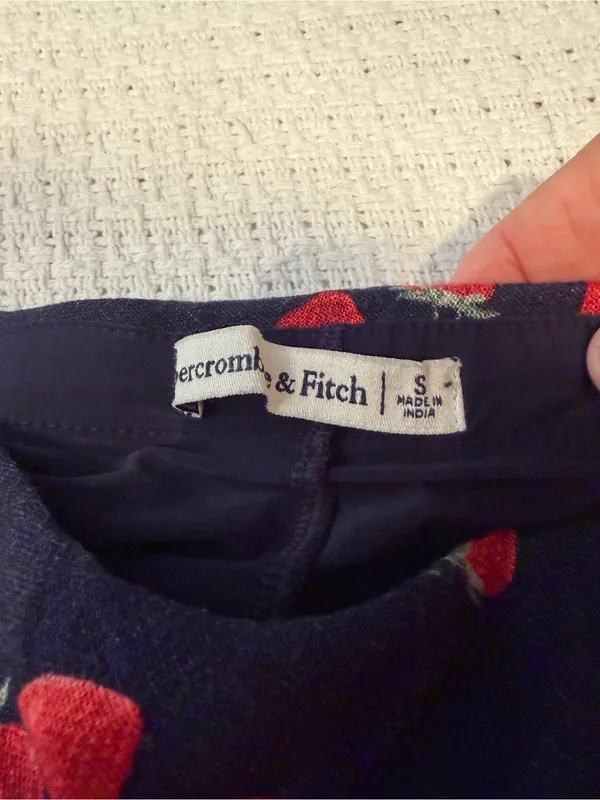 Abercrombie & Fitch Navy Mini Skirt with Red Strawberry Print - Image 2