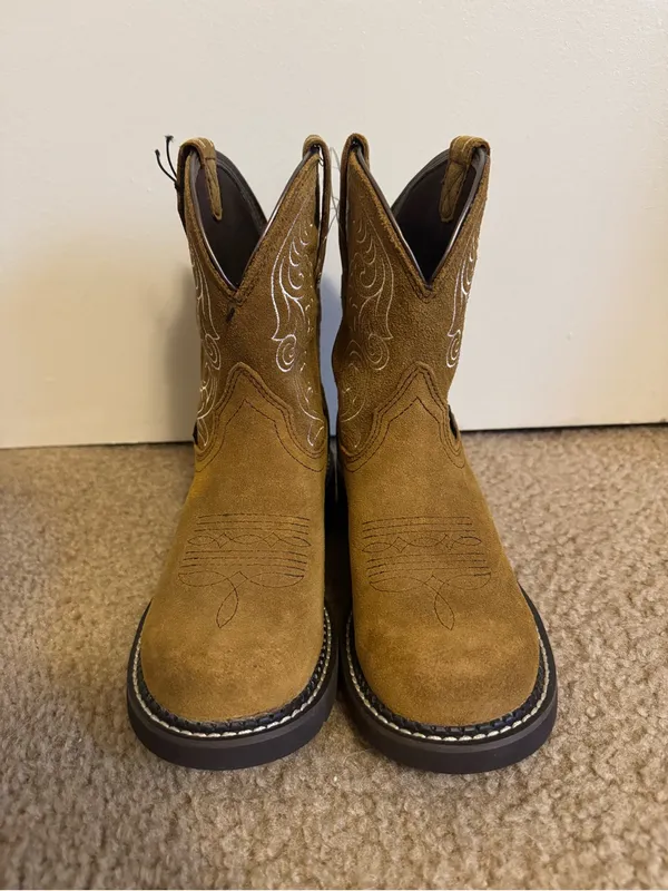 Ariat Women's Fatbaby Heritage Waterproof Western Boots Ginger Spice Suede Sz 6B - Image 3