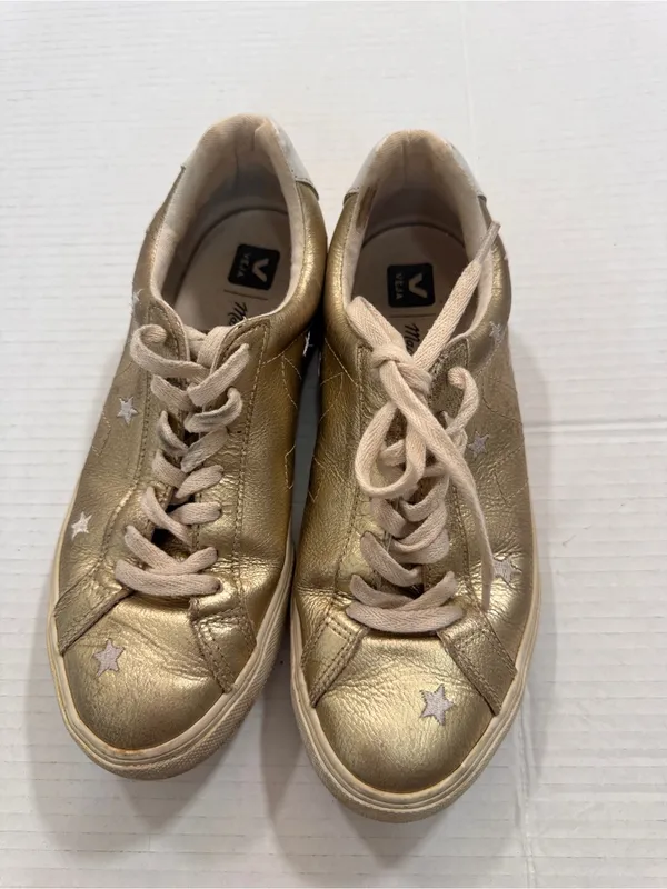 Veja X Madewell Gold Star Leather Lace Up Sneakers Womens 8 Casual Flat Shoes - Image 7