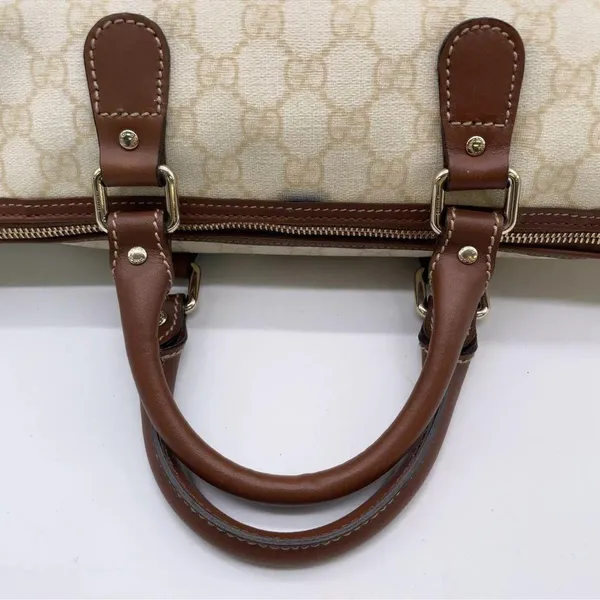 Gucci Cream and Brown Tote Bag with Signature GG Monogram - Image 8