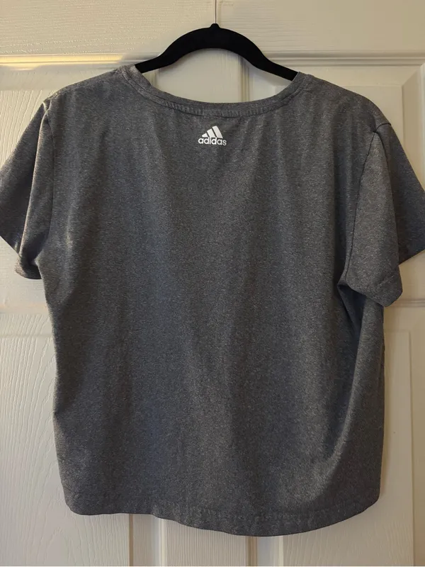 adidas Women’s Charcoal Gray Short Sleeve Logo Tee - Image 6