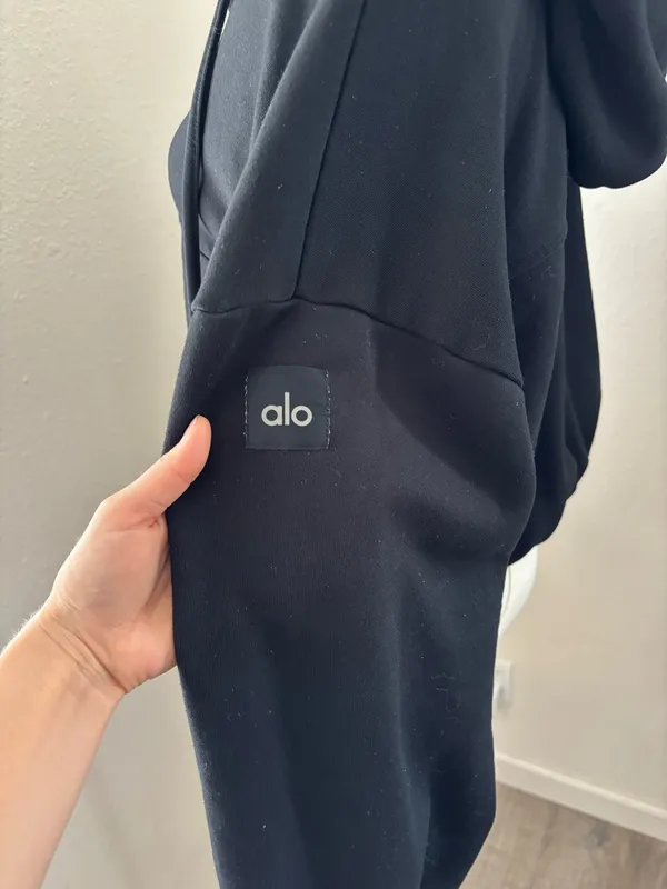 Alo Yoga Black Refresh Stadium Half Zip Hoodie (S) - Image 4