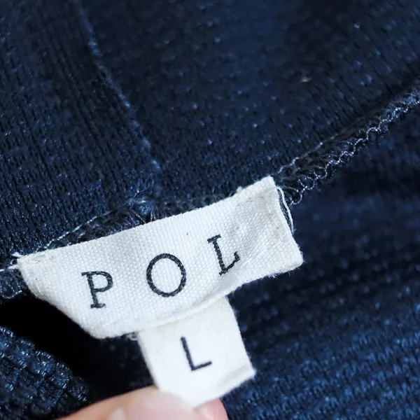 POL Waffle Knit Full Zip Hoodie Women L Gray Oversized Distressed Raw Hem Boho - Image 3