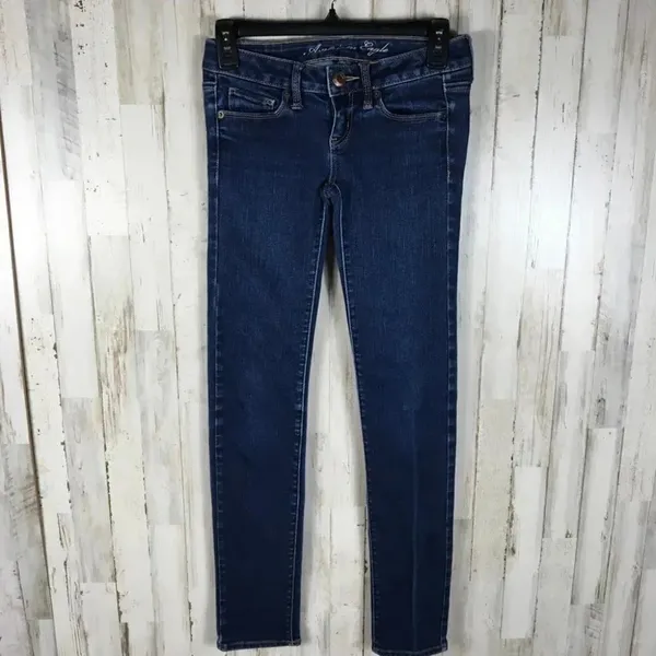 American Eagle AE Skinny Blue Jeans Dark Wash 0 v6x - Image 5