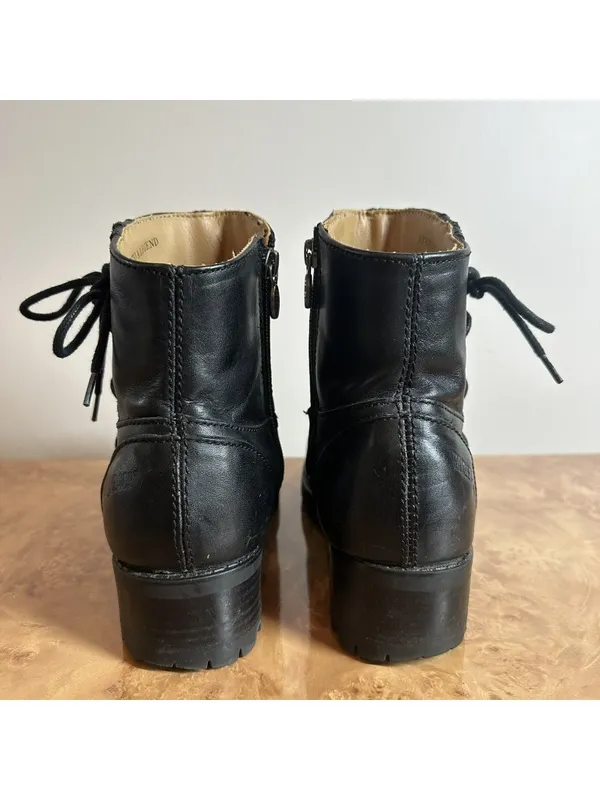 Harley-Davidson Women's Black Leather Moto Ankle Boots Side Zip Lace Detail 9.5 - Image 5