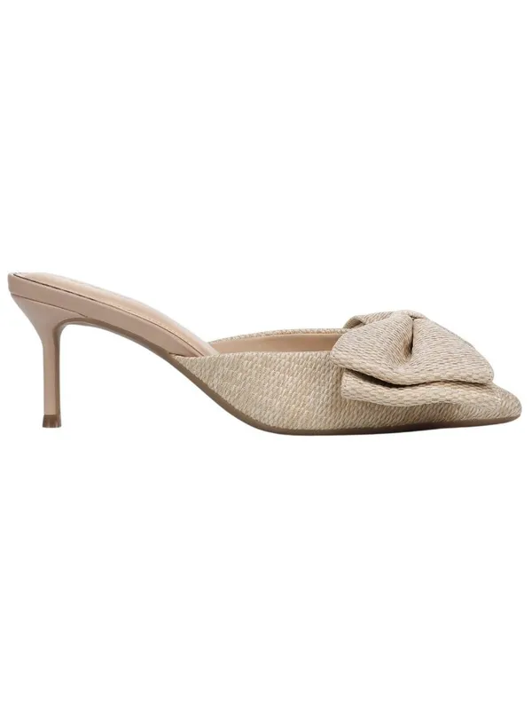 NWT On 34th Alaynaa Pointed-Toe Bow Mule Pumps 10022665500 Natural Brown 10M - Image 2