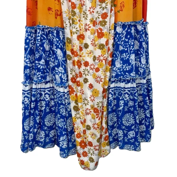 Free People Orange and Blue Maxi Dress - Image 9