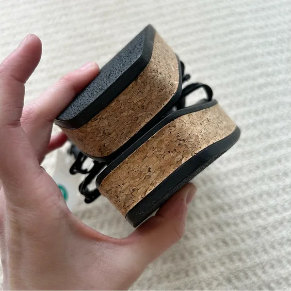 A New Day Black Nova Platform Cork Strappy Sandals Size 8 - Image 6
