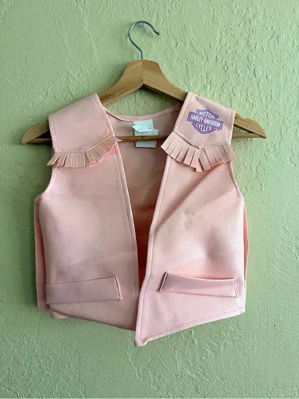 Vintage Harley-Davidson Girls' Pink Fringe Vest - Image 3