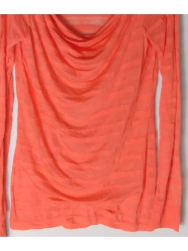 Athleta L Yoga Orange Striped Sheer Long Top - Image 4