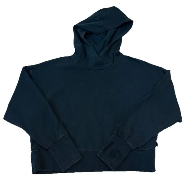 Joy Lab Dark Teal Blue Athletic Crop Sweatshirt Hoodie Size Large - Image 2