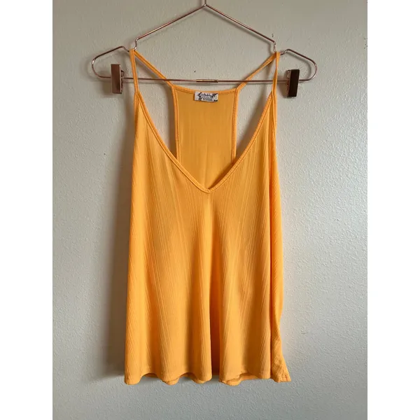 Free People Tank Top Womens XS Ribbed V-Neck Racerback‎ Summer Casual - Image 3