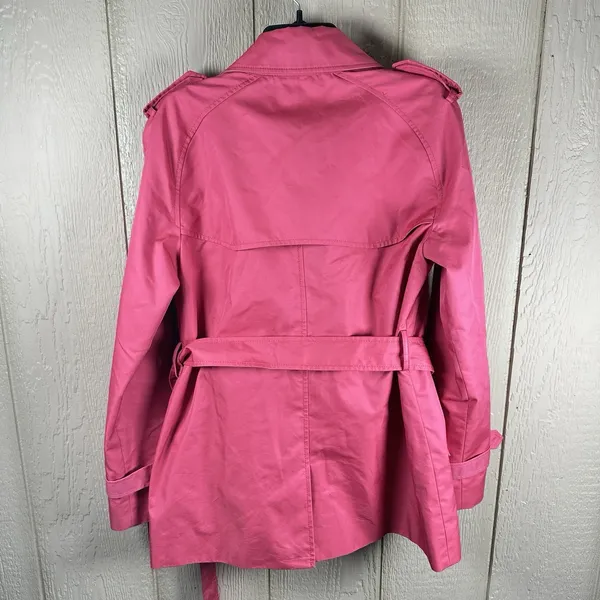 Coach Short Trench Coat Womens Medium Pink Double Breasted Belted Quiet Luxury - Image 7