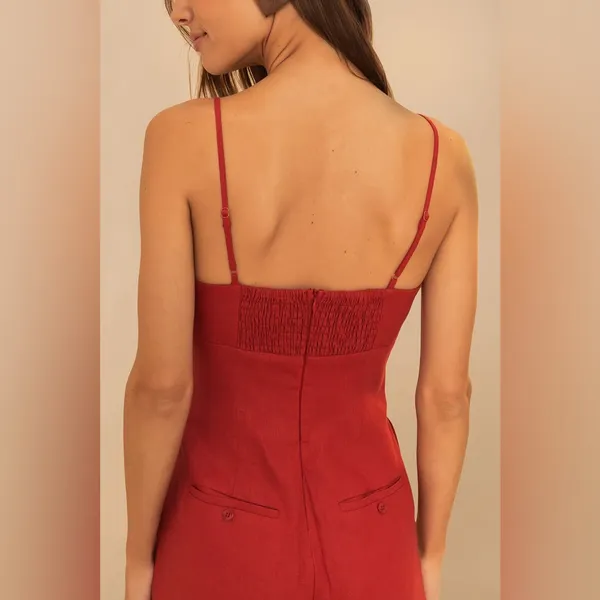 FARM RIO Red Petals Bodice Euroflax™ Premium Linen Jumpsuit, Size Medium , $260 - Image 5