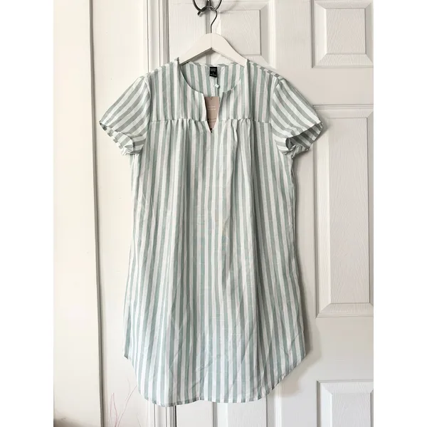 Emery Rose NWT Green White Nautical Striped Notched Collar Boxy Sundress Large - Image 2