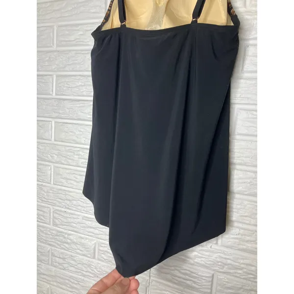 Miraclesuit Kiara peephole tankini top high neck black gold women's size‎ 12 - Image 6