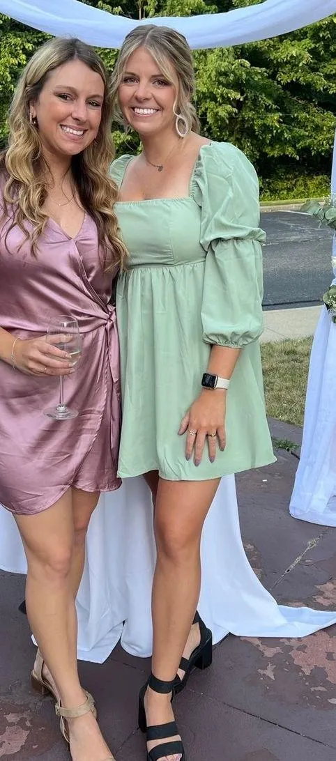 These Three Boutique Rose Satin Wrap Dress - Image 2