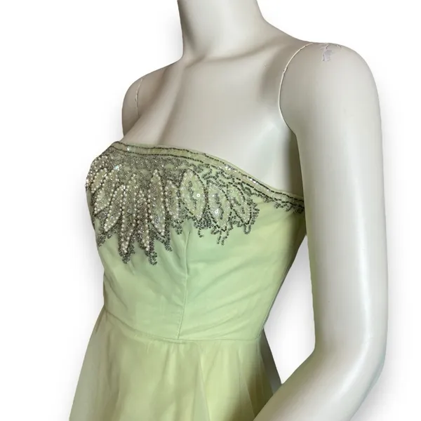 Vintage 50s Formal Dress Prom Strapless Pale Green Elegant‎ Hollywood Glamorous - Image 11