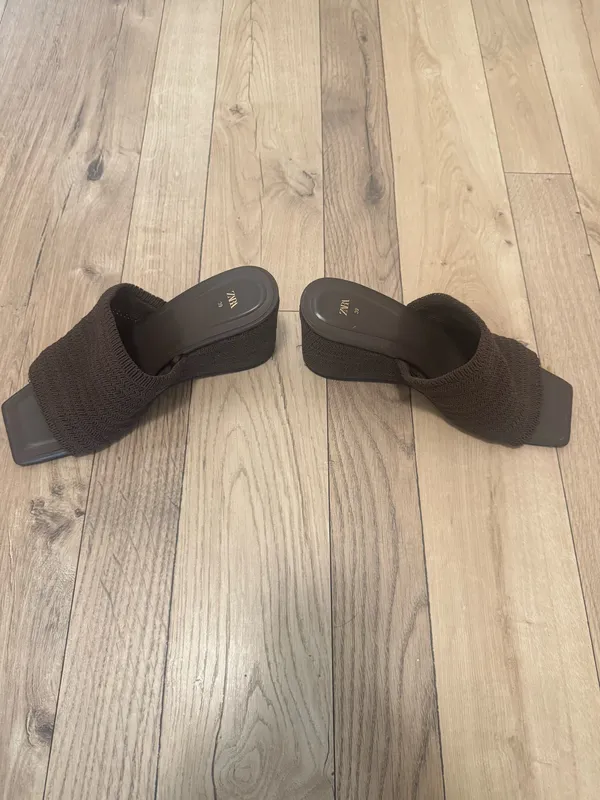 Zara brown crochet wedge sandals - Image 2