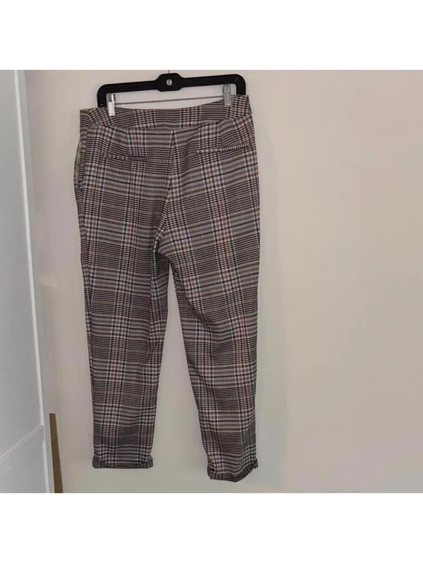 ✅By Anthropologie plaid tartan neutral color career pants trousers light wear - Image 6