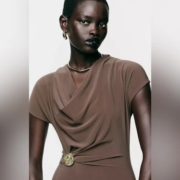 Nwt Zara Draped Dress With Hardware Size S - Image 4