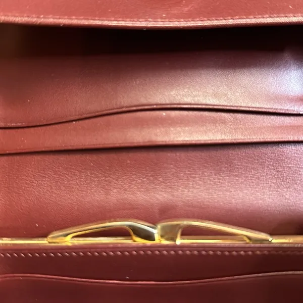 Cartier Paris Burgandy Calfskin Vintage Wallet, Kisslock Coin Compartment. COA - Image 10