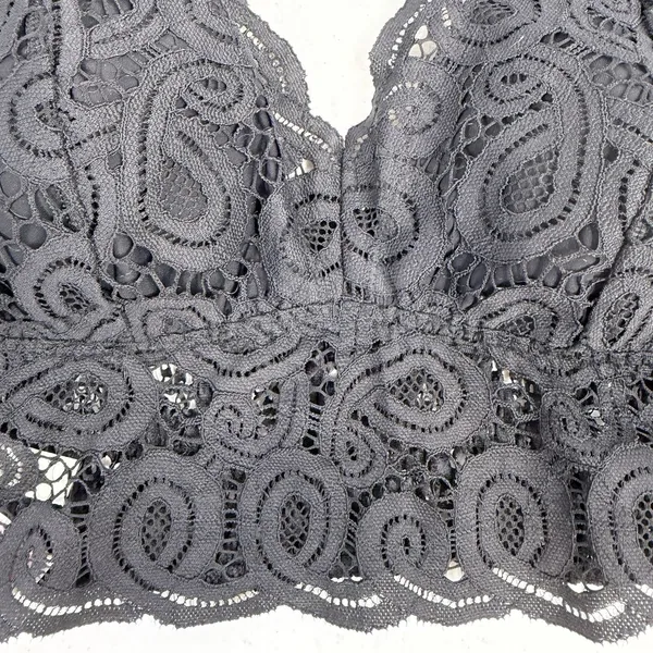 Victoria's Secret PINK L Large‎ Lace Bralette Bra Black Lace Strappy Smocked - Image 4