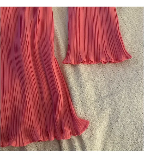 Lovers + Friends Pink Pleated Bianca Mini Dress Long Sleeve - Image 4