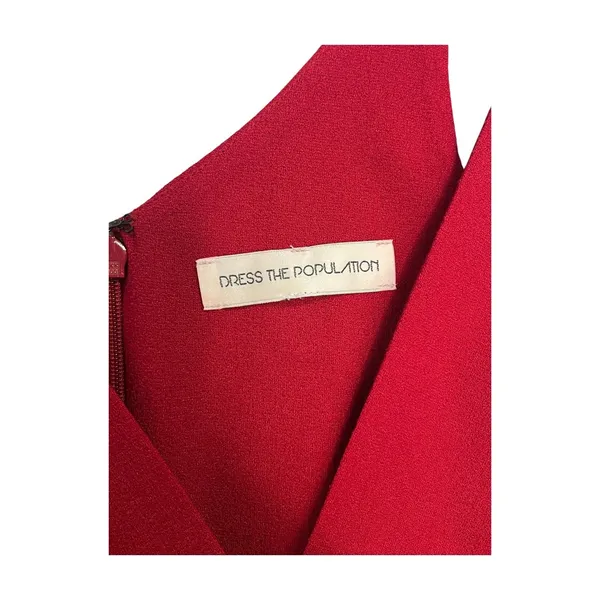 Dress The Population Midi Dress Womens Small Red Sleeveless V Neck Cocktail Sexy - Image 5