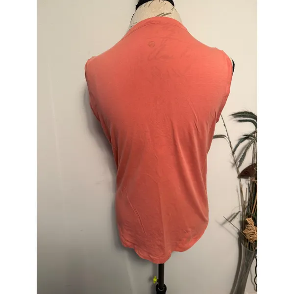Lululemon Sleeveless Muscle Tank Top Coral Pink Crew Neck Womens Size 6‎ - Image 3