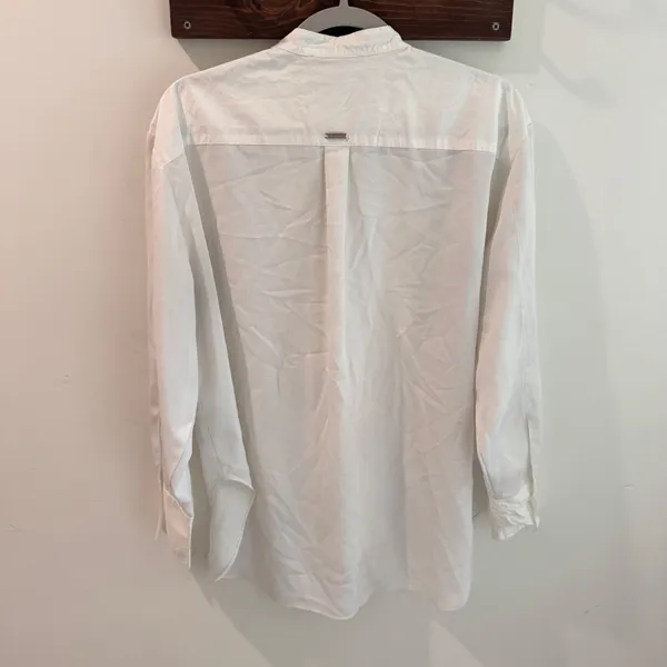 AllSaints Mae Shirt White Pleated Bib Tuxedo Blouse Organic Cotton‎ US 6 - Image 5