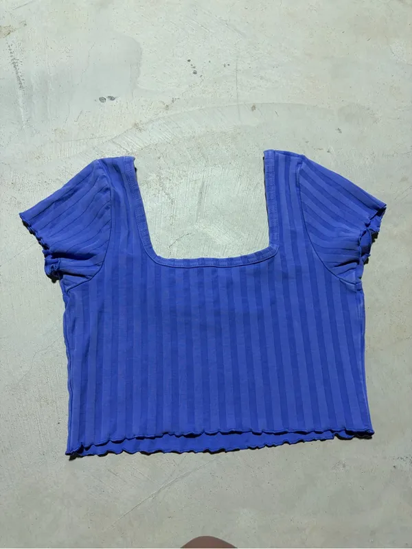 Aerie offline OG Square-Neck Ribbed Crop Top MEDIUM purple/blue - Image 6