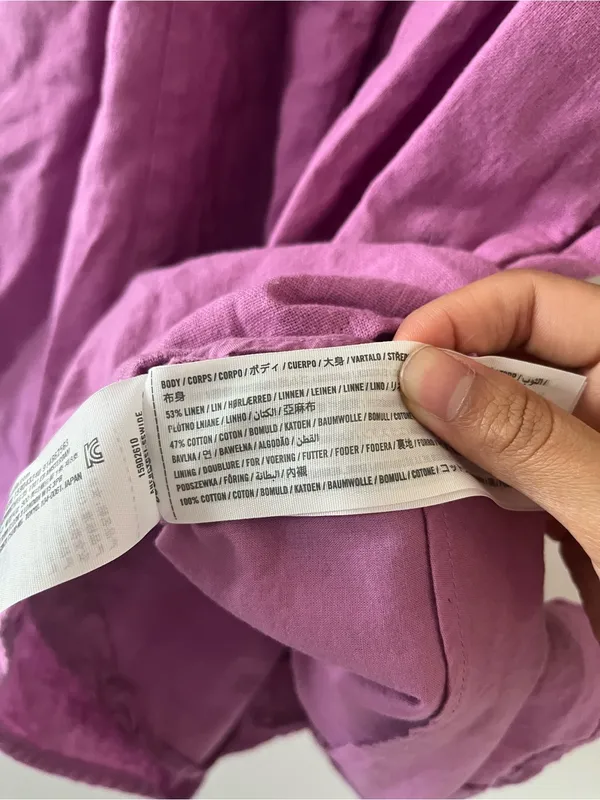 Abercrombie Purple Linen Blend Babydoll Puff Sleeve Mini Dress Small Coastal - Image 6